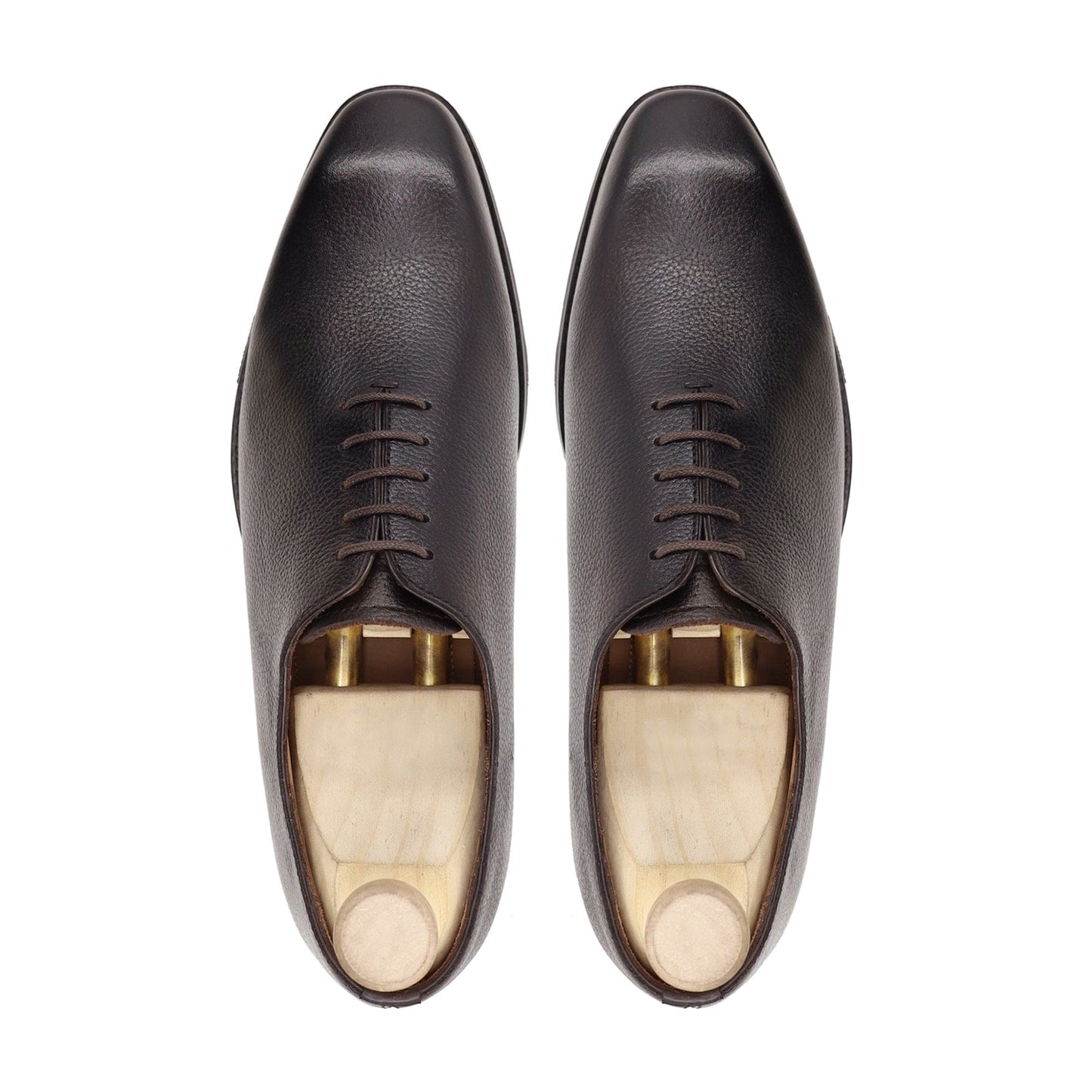 noirtide Handmade, Custom Men's Dark Brown Pebble Grain Leather Wholecut Shoe