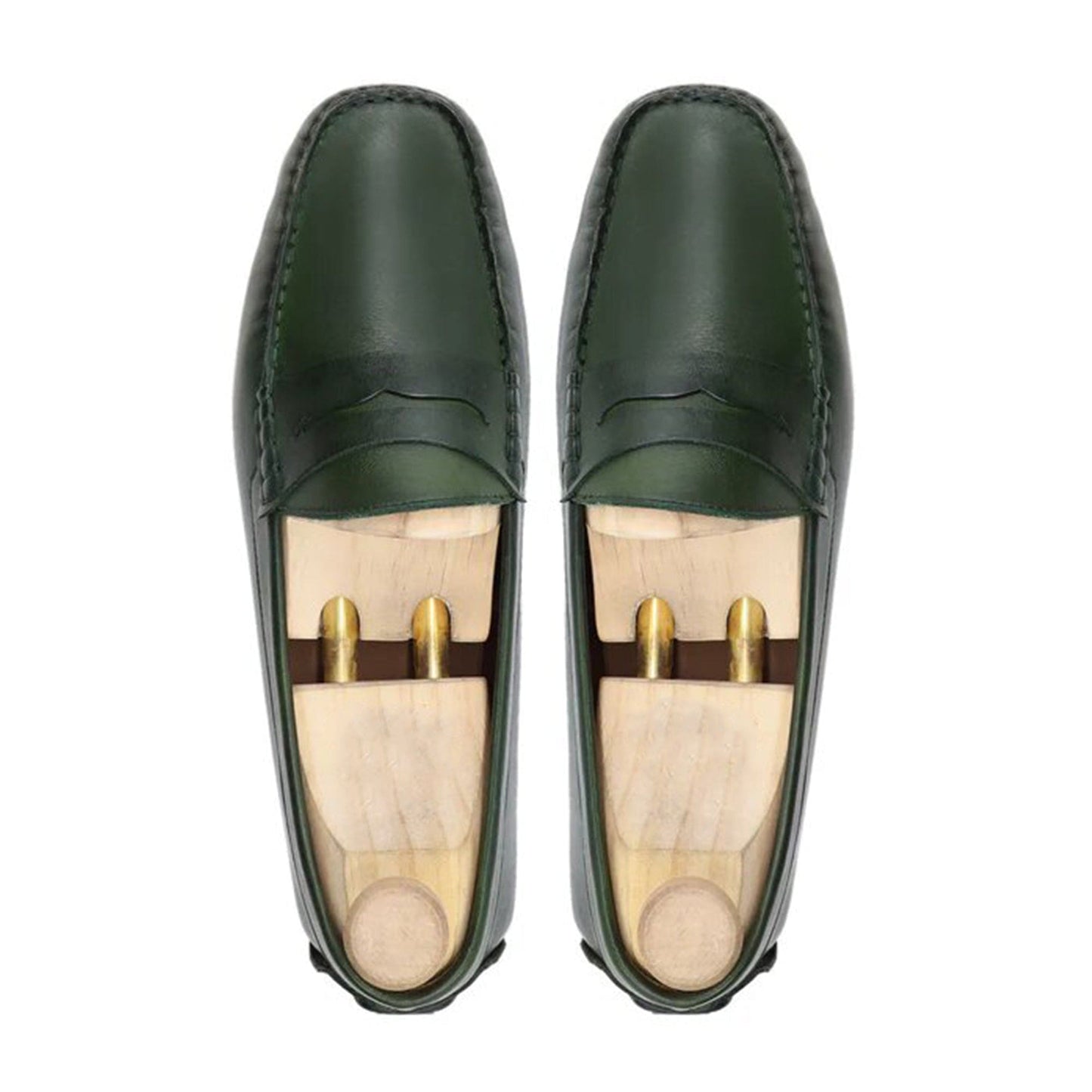 noirtide Men Loafers Handmade, Custom Men's Green Calf Leather Loafer Shoe