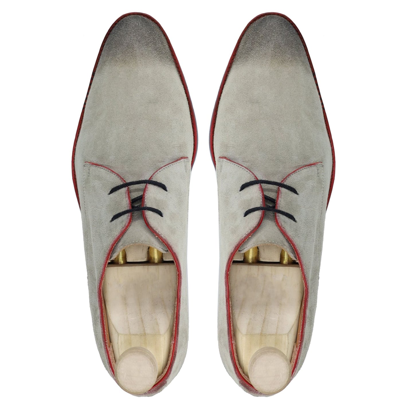 noirtide Handmade, Custom Men's Grey Kid Suede Derby Shoe