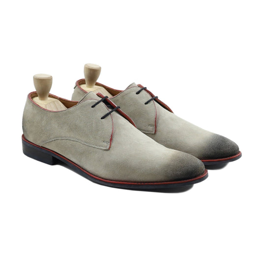 noirtide Men Shoes Handmade, Custom Men's Grey Kid Suede Derby Shoe