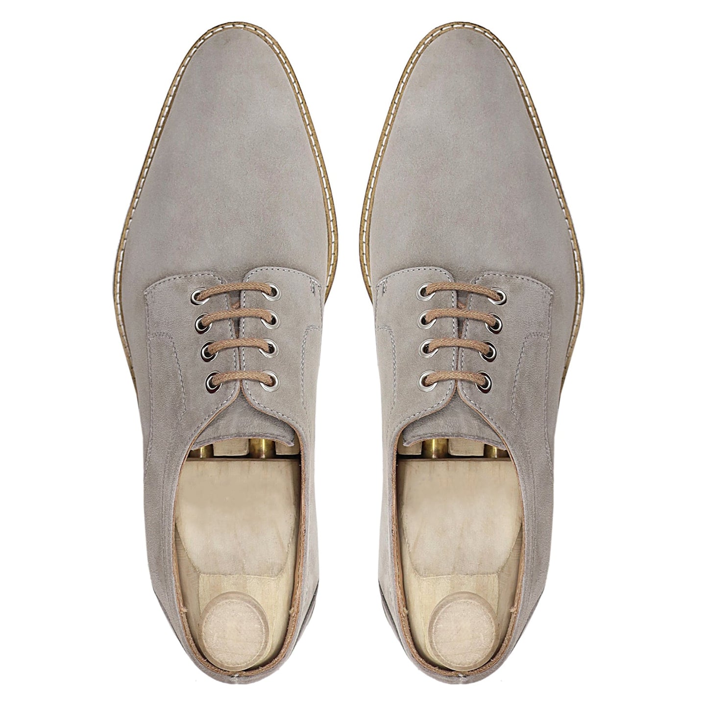 noirtide Handmade, Custom Men's Grey Kid Suede Derby Shoe