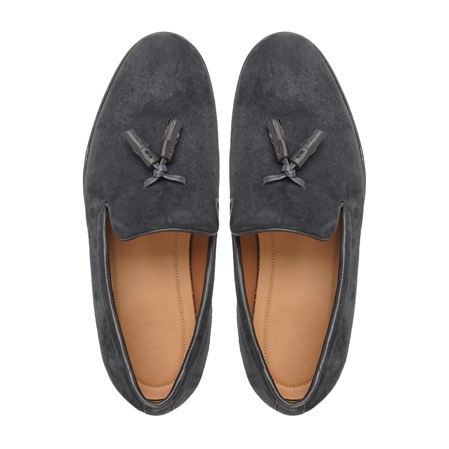 noirtide Handmade, Custom Men's Navy Blue Kid Suede Loafer