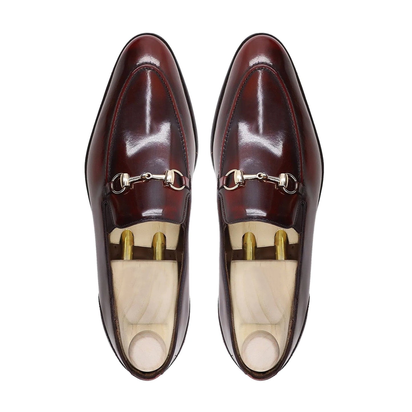 noirtide Men Loafers Handmade, Custom Men's Oxblood Patina Box Leather High Shine Loafer