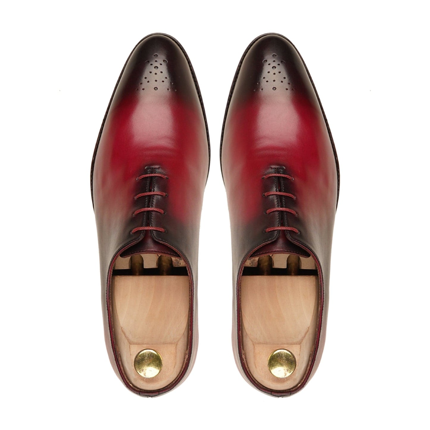 noirtide Men Shoes Handmade, Custom Men's Red Patina Calf Leather Wholecut Shoe