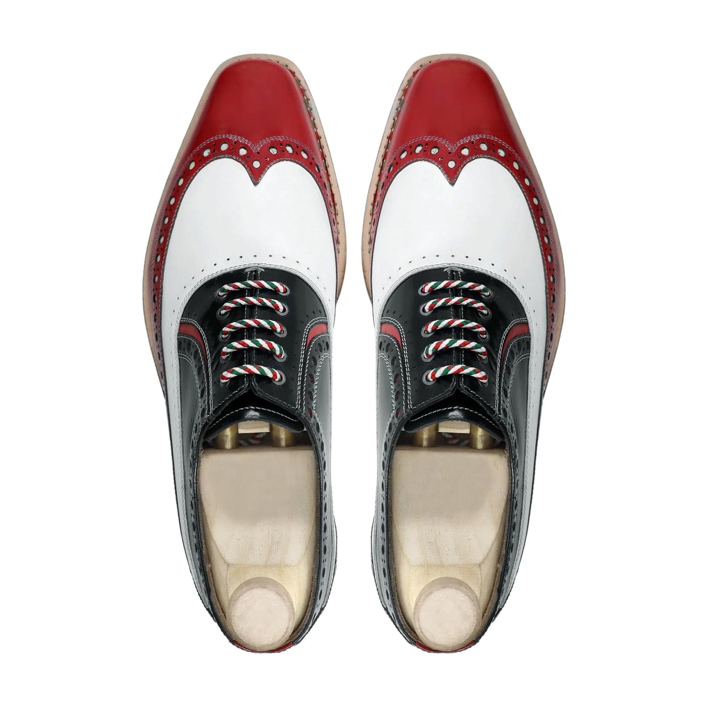 noirtide Handmade, Custom Men's Tricolor Patent Leather Oxford Shoes