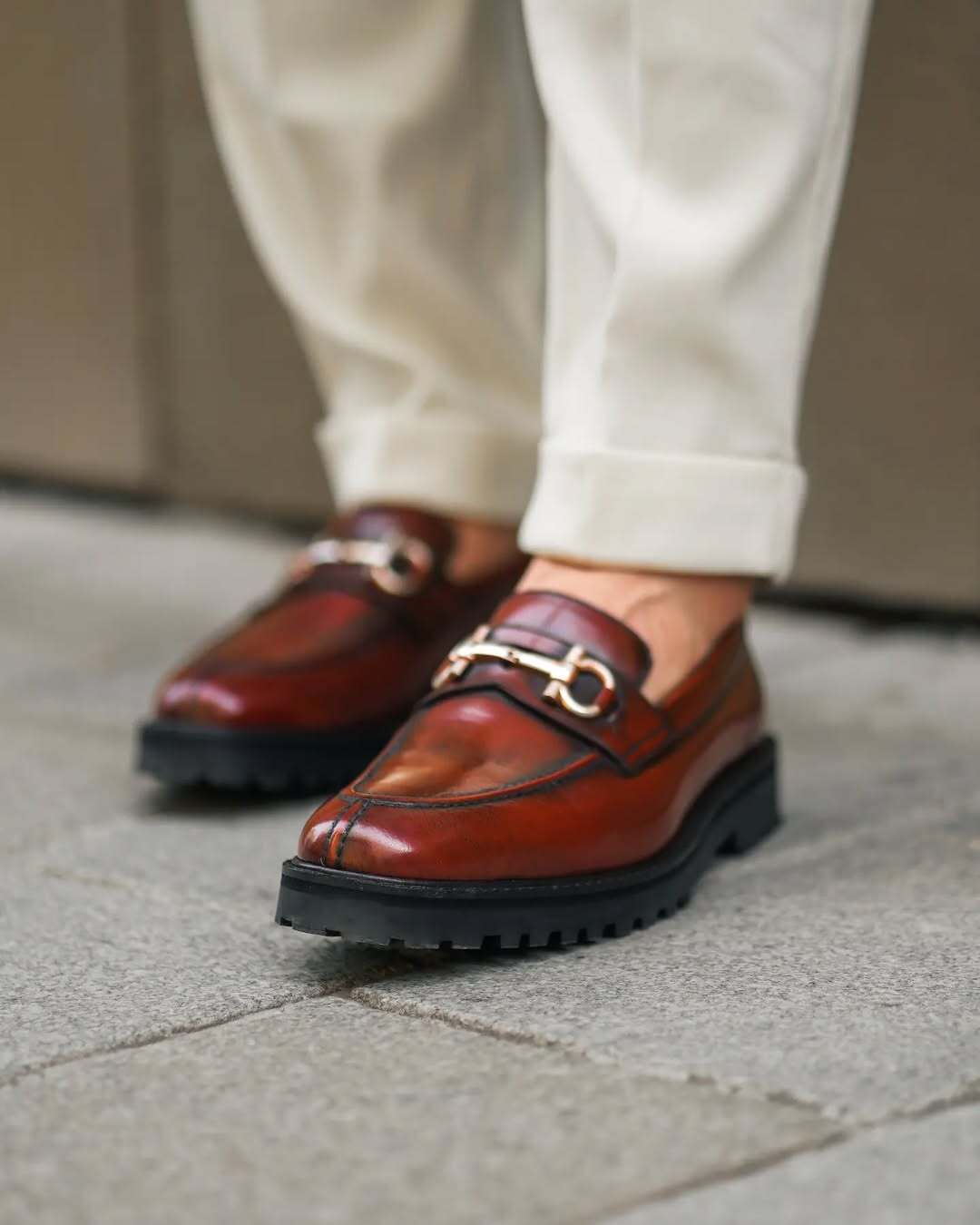 noirtide Handmade Custom Oxblood Calf Leather Mens Loafers