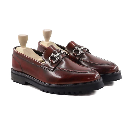 noirtide Handmade Custom Oxblood Calf Leather Mens Loafers