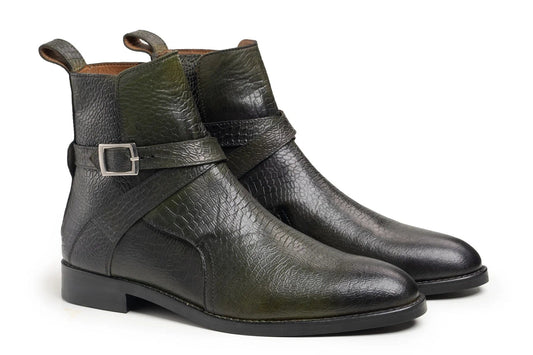 noirtide Handmade, Custom Snake Pattern Leather Men Jodhpur Boots
