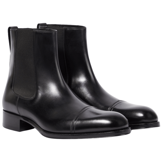 noirtide Handmade Customisable Black Leather Chelsea Boots For Men
