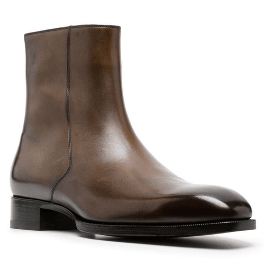 noirtide Handmade Customisable Brown Leather Chelsea Boots For Men