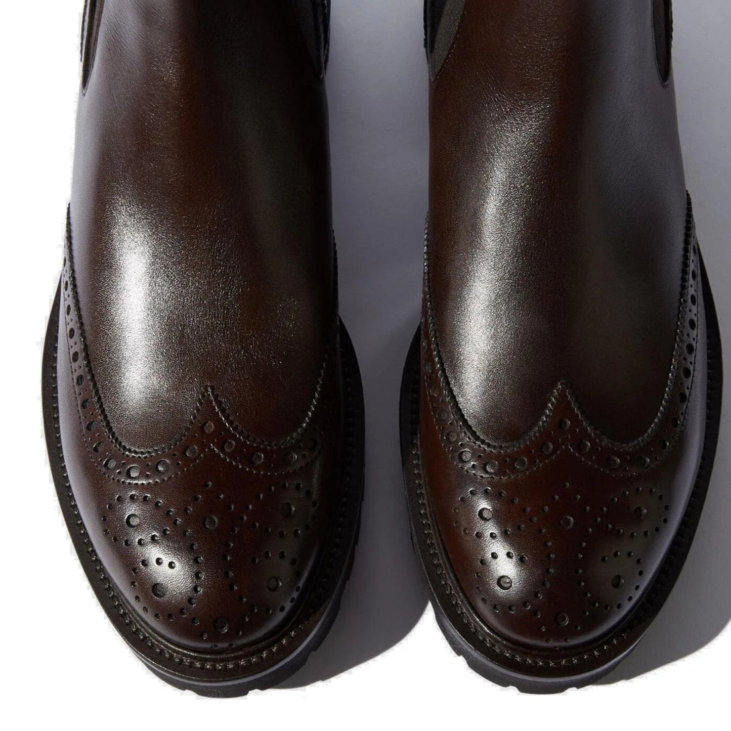 noirtide Handmade Customisable Dark Brown Leather Chunky Sole Chelsea Boots