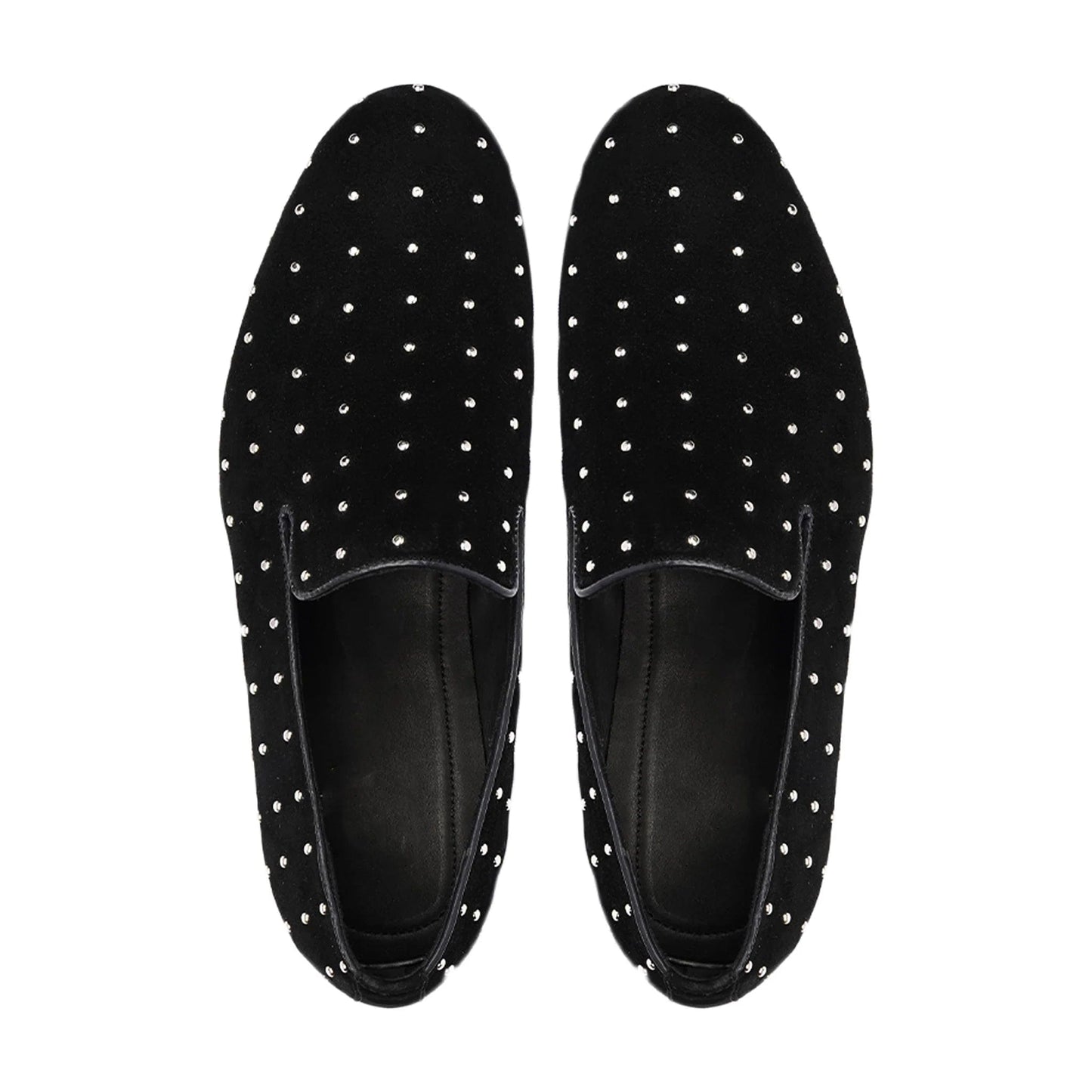noirtide Handmade Customizable Black Suede Leather Men Studs Loafer
