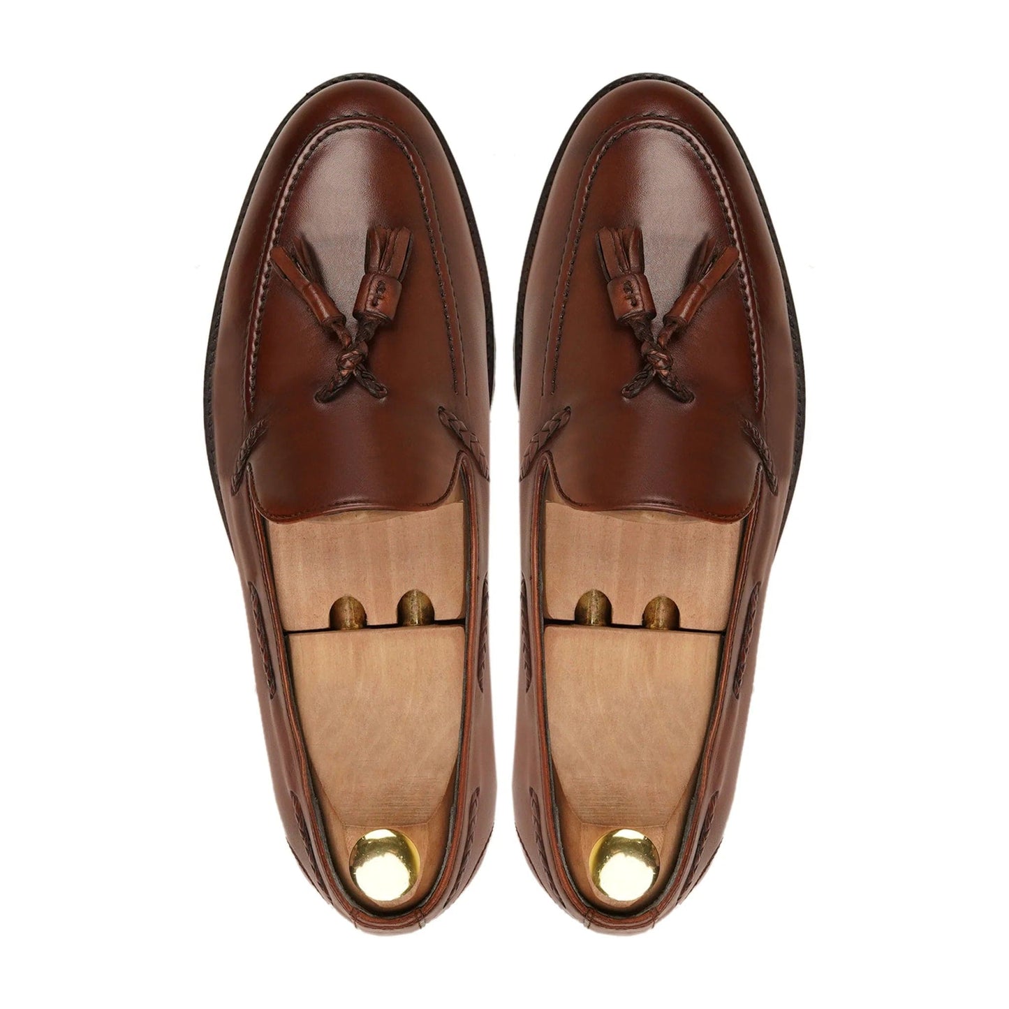 noirtide Handmade Customizable Calf Leather Brown Men Tassel Loafer