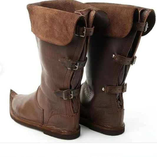 noirtide Men's Lace Up Viking custom Boots, Medieval High Boots