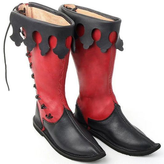 noirtide Men's Lace Up Viking custom Boots, Medieval High Boots, Pirate Captain Leather Boots