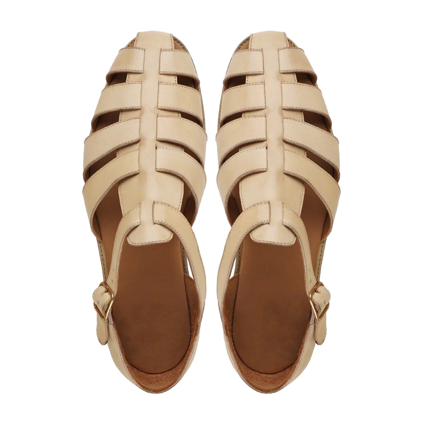 Noirtide Mens Beige Leather Sandal