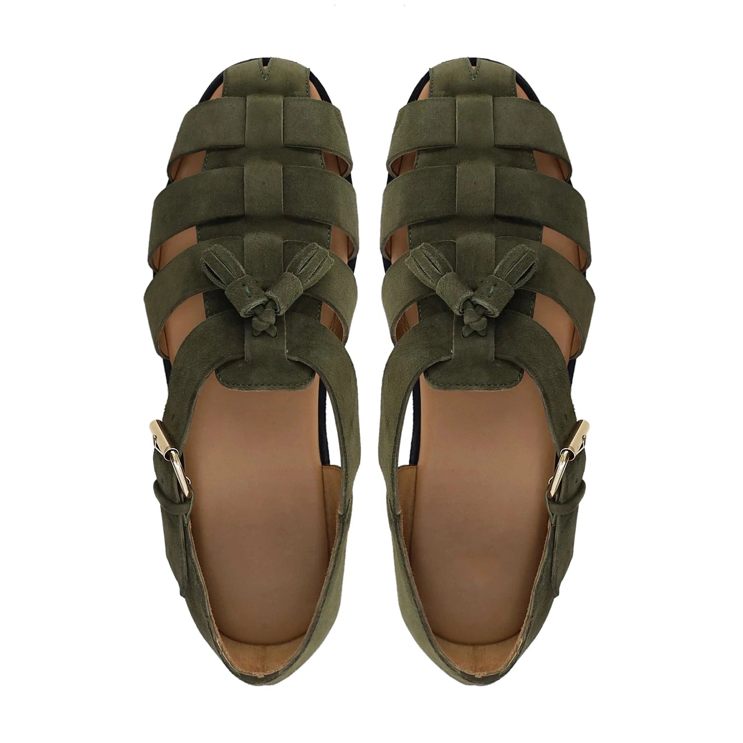 Noirtide Mens Olive Green Kid Suede Sanda