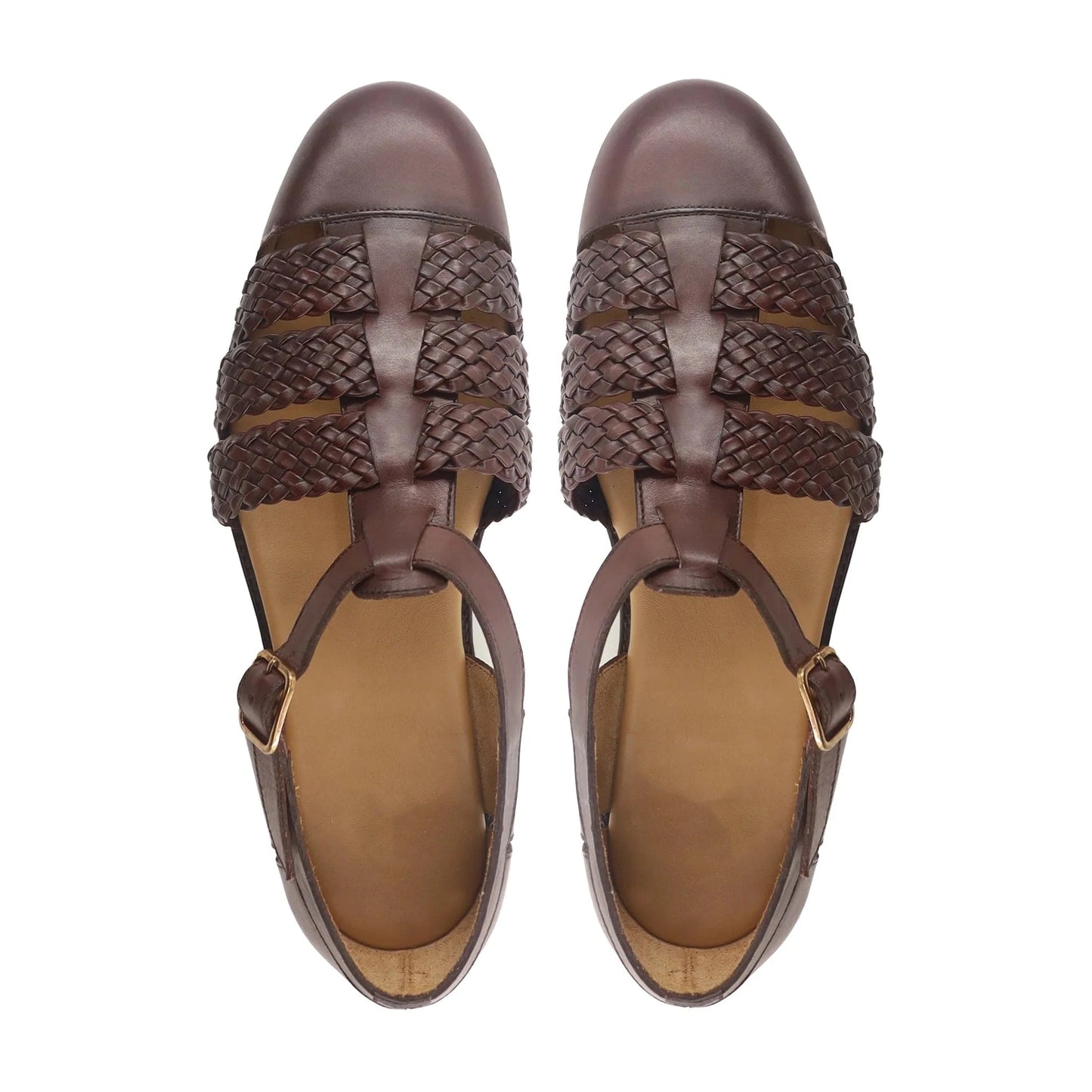 Noirtide Mens Reddish Brown Hand-Woven Leather Sandal