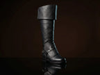 Black genuine leather musketeer boots — bespoke 17th century bucket-top cavalier footwear by Noirtide