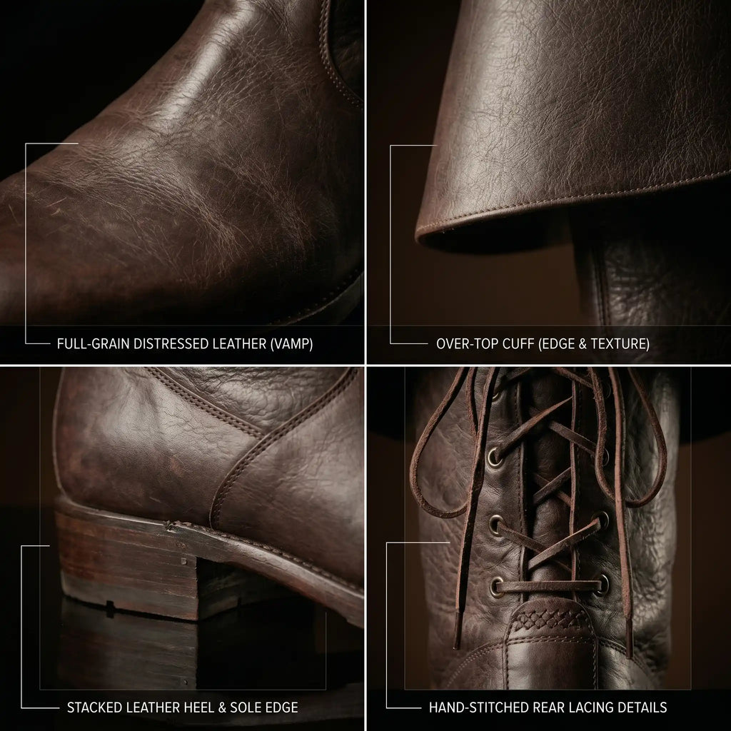 Pair of brown handcrafted Captain Barbossa pirate boots — genuine leather knee-high, made to order — Noirtide