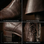 Pair of brown handcrafted Captain Barbossa pirate boots — genuine leather knee-high, made to order — Noirtide