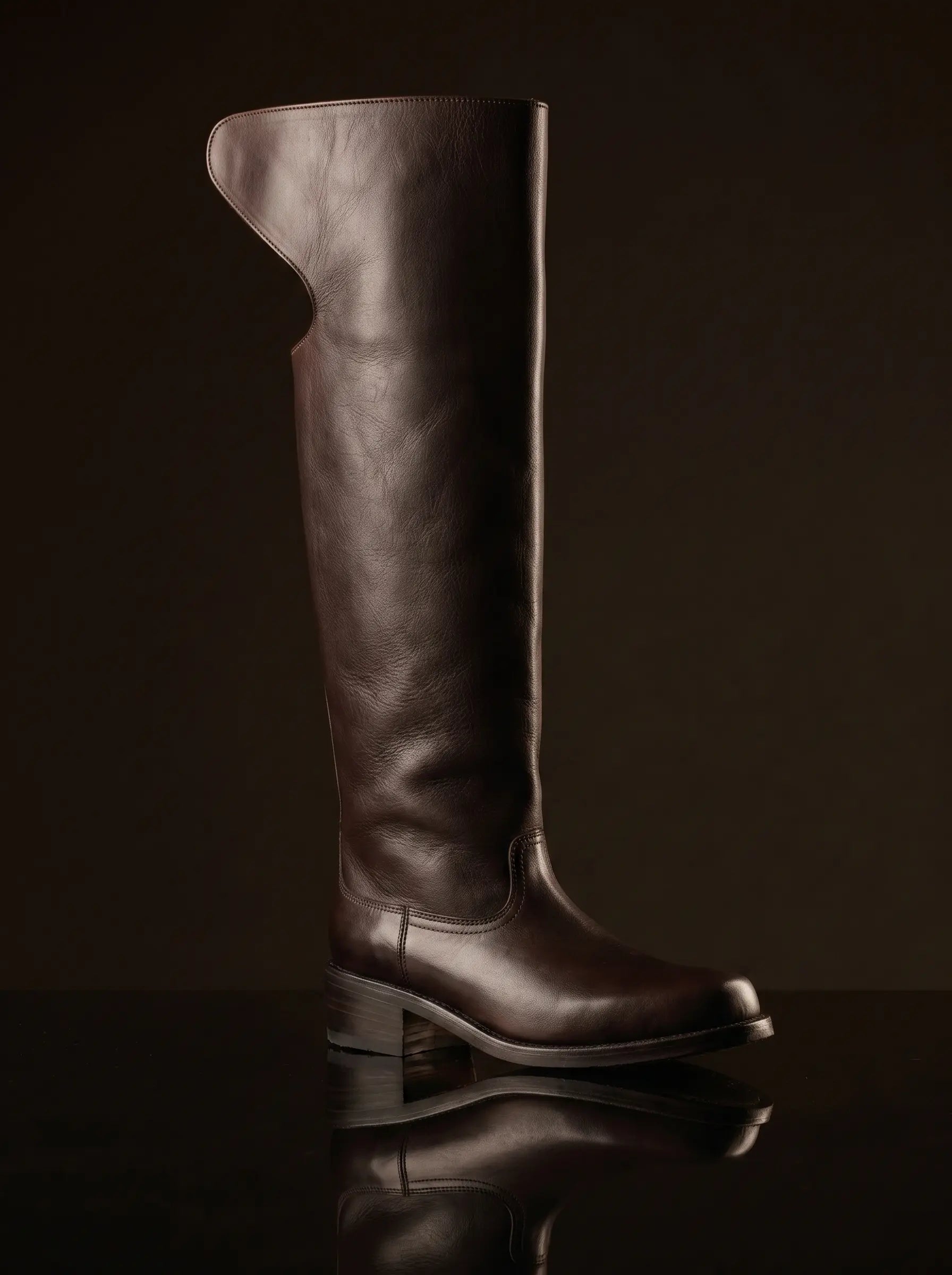 Civil War cavalry brown dragoon boots in leather — handmade by NOIRTIDE