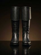 Pair of matt black handcrafted Jamie Fraser Outlander boots — genuine leather, made to order — Noirtide