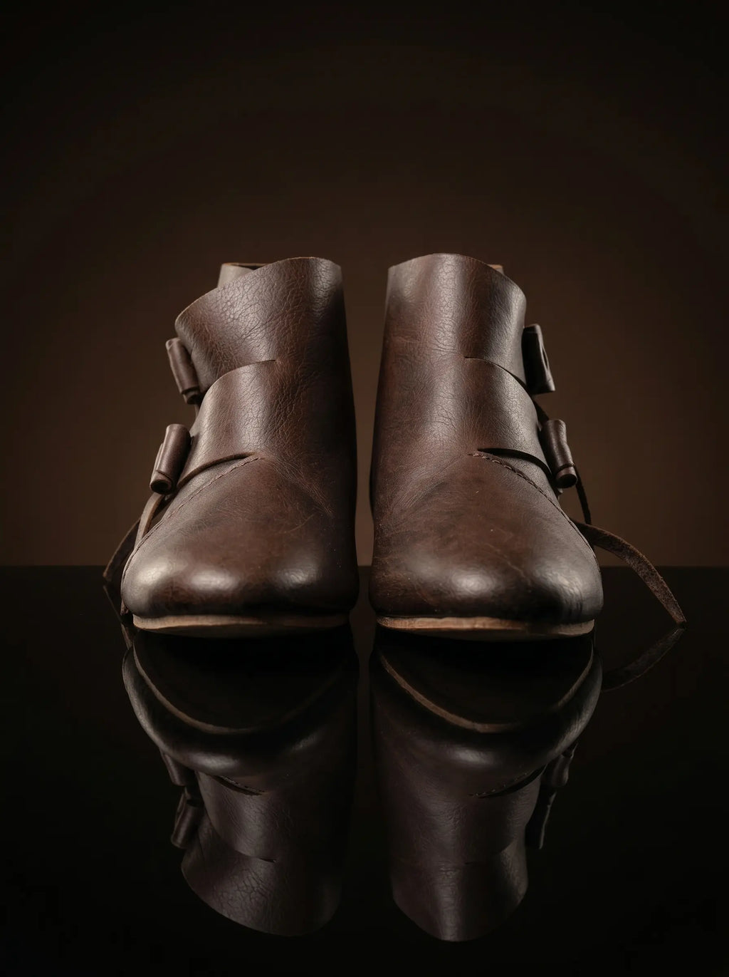 Pair of dark brown handcrafted Jorvik shoes — turnshoe construction, genuine leather, made to order — Noirtide