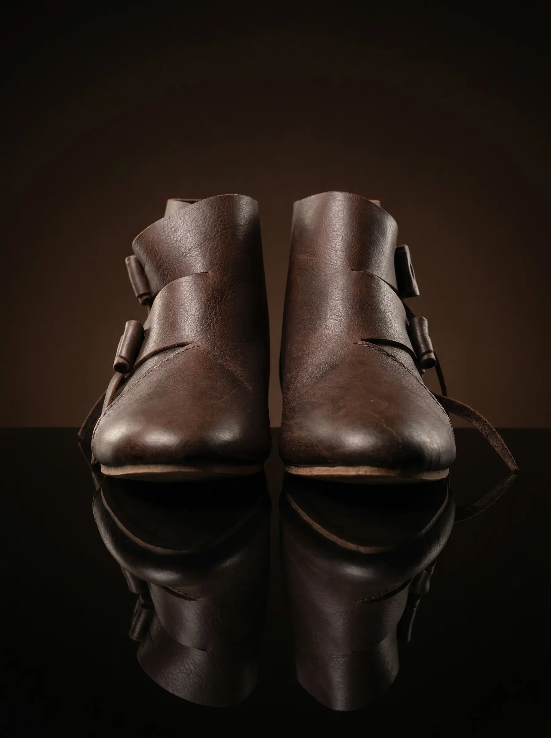 Pair of dark brown handcrafted Jorvik shoes — turnshoe construction, genuine leather, made to order — Noirtide