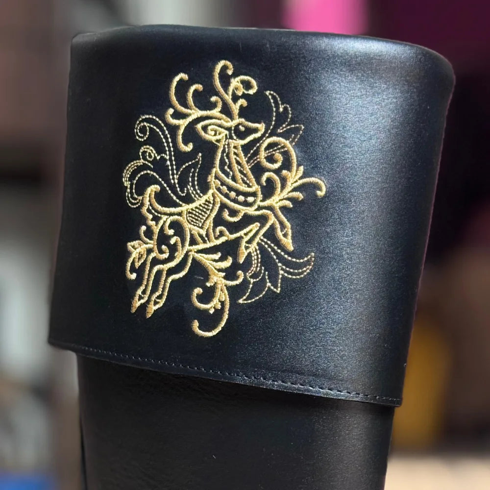 Custom-Made, Genuine Leather Personalised Embroidered Santa Claus Boots – Your Design