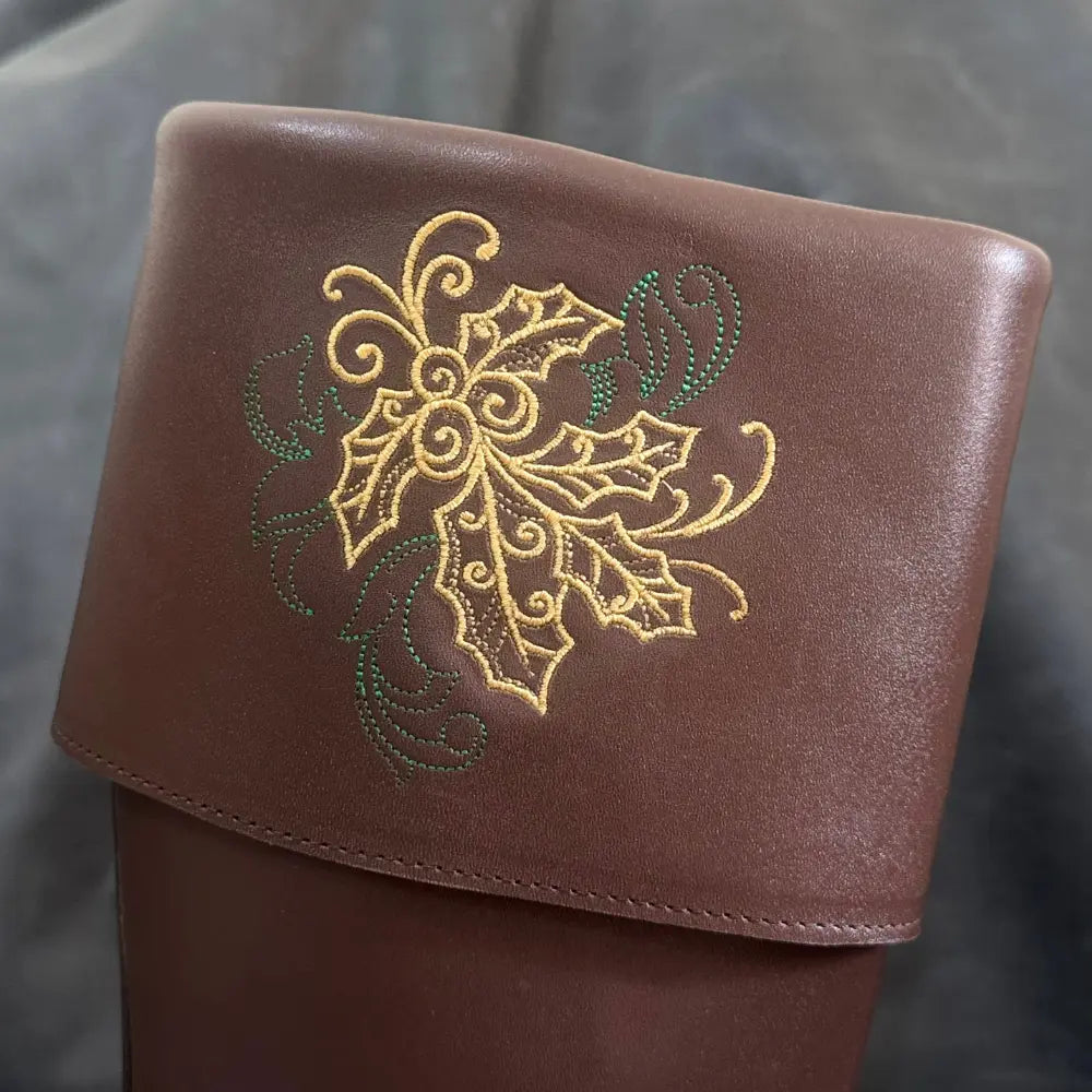 Custom-Made, Genuine Leather Personalised Embroidered Santa Claus Boots – Your Design