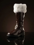 Santa Claus Patent Boots with Detachable Fur