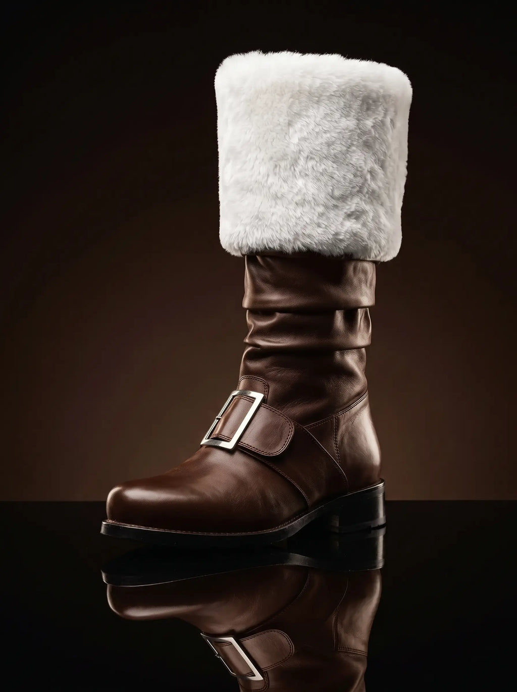Santa Claus Buckle Boot With Fur