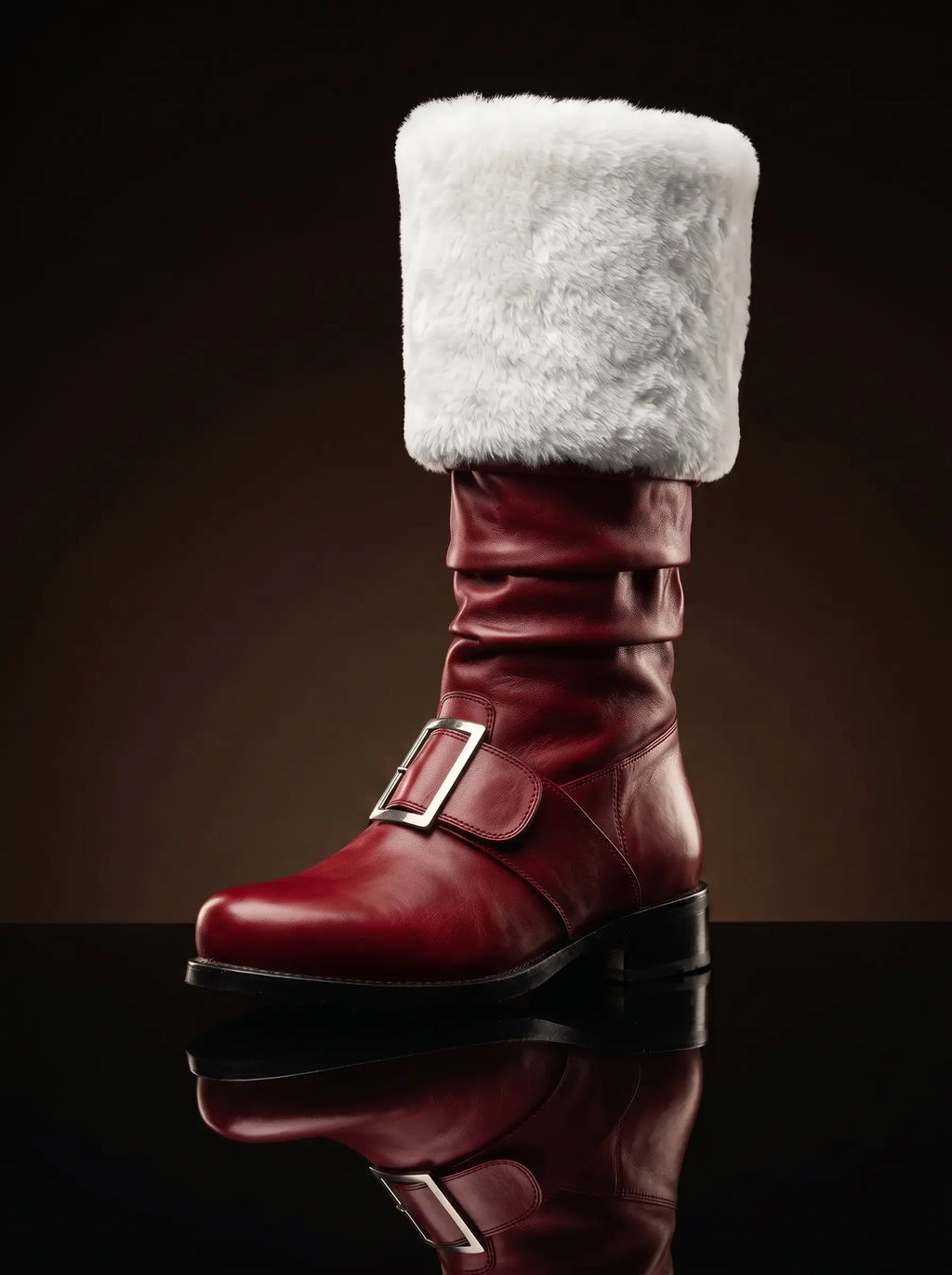 Santa Claus Buckle Boot With Fur