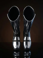 Wide instep strap detail on black Noirtide Darth Revan boot — genuine leather, no visible laces, 501st informed