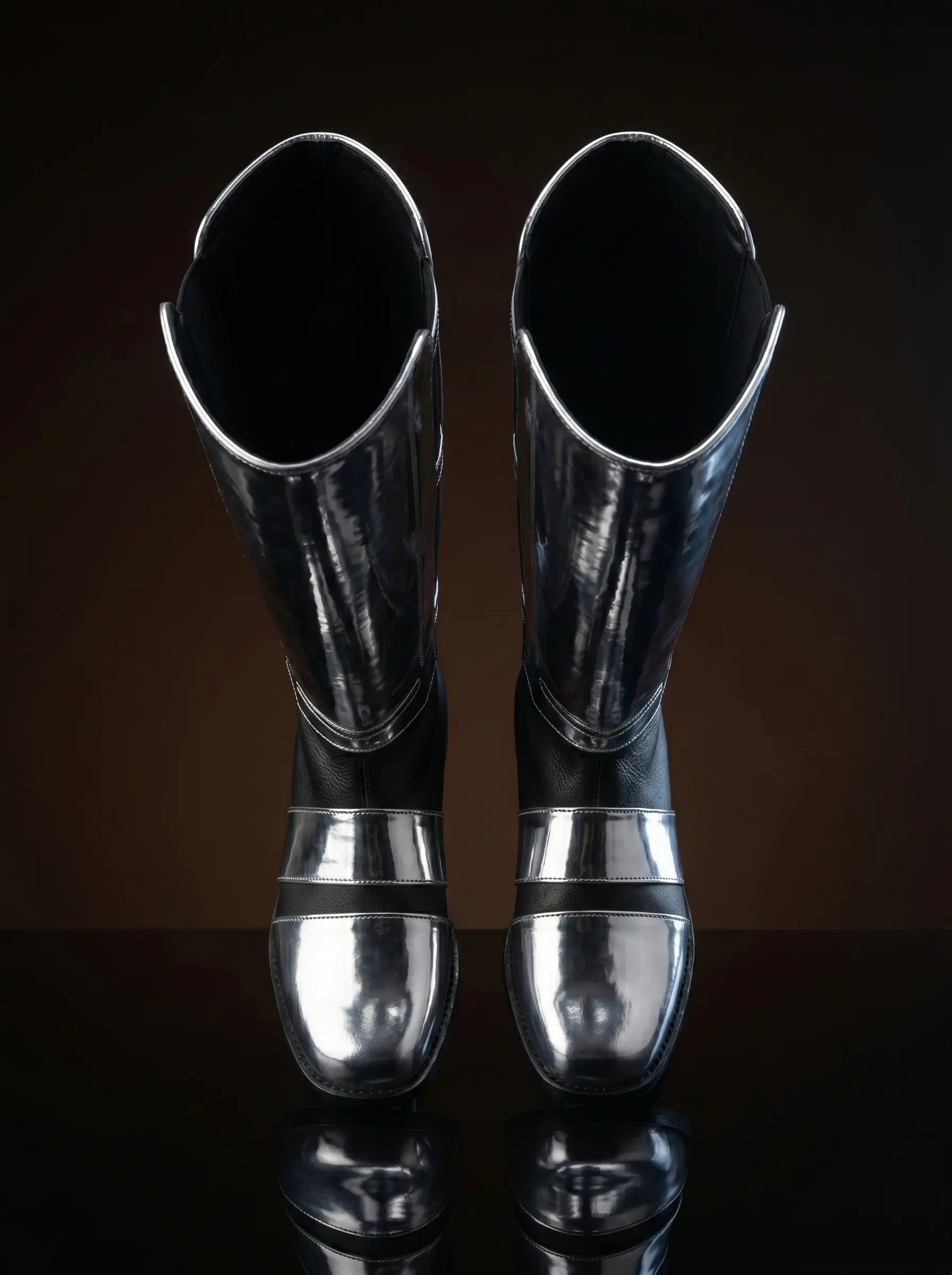 Wide instep strap detail on black Noirtide Darth Revan boot — genuine leather, no visible laces, 501st informed
