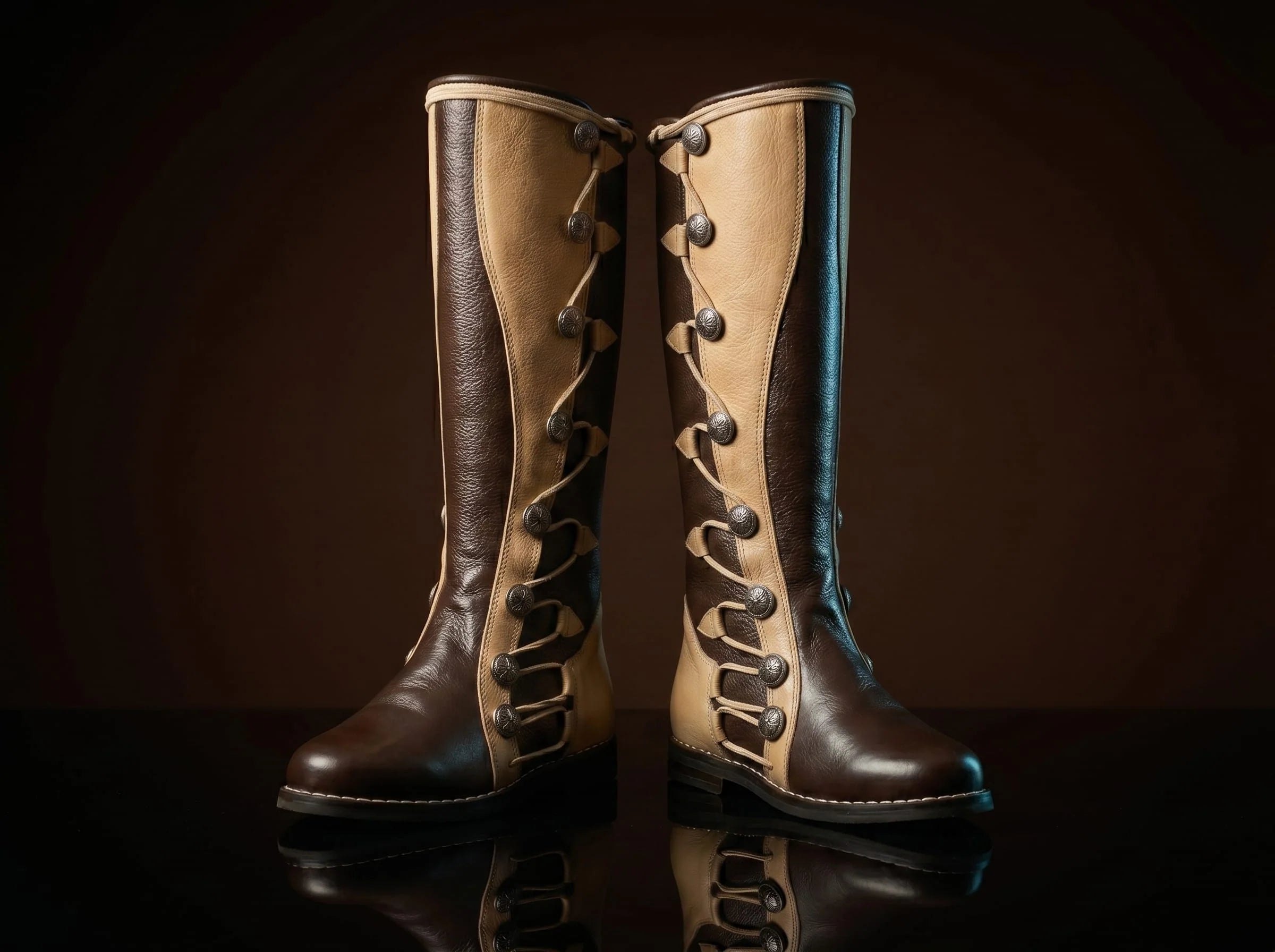Pair of brown handcrafted Richard Cypher Legend of the Seeker cosplay boots — genuine leather, made to order — Noirtide