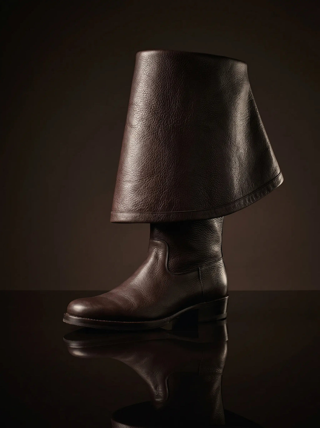 Black suede genuine leather Will Turner pirate boots — 18-inch shaft, 10-inch cuff, bespoke POTC boots by Noirtide