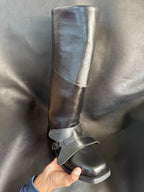 Handcrafted leather Musketeer character boots with folded cuff detail by NOIRTIDE