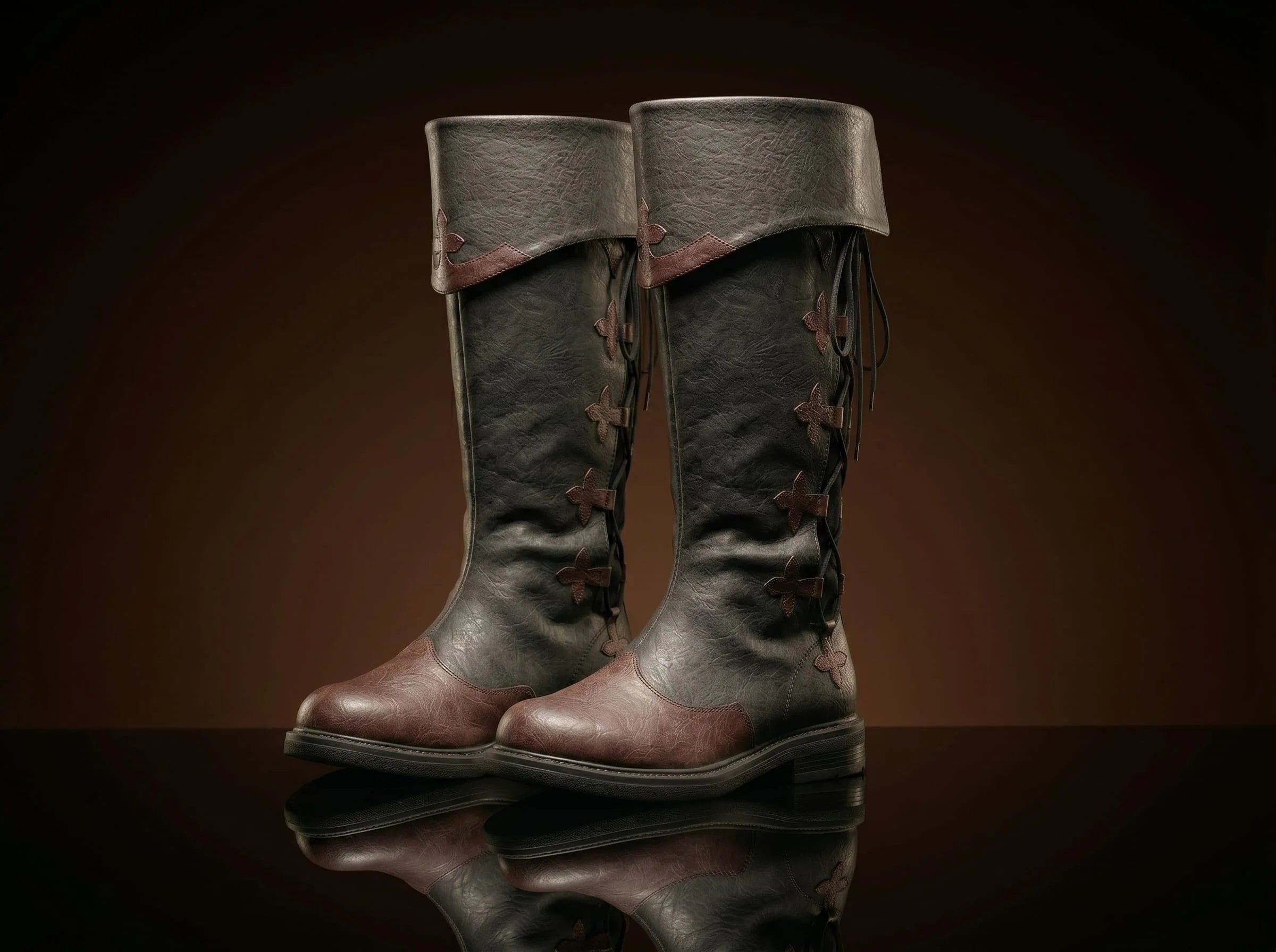 Pair of custom Side lacing Nobleman leather boots by NOIRTIDE