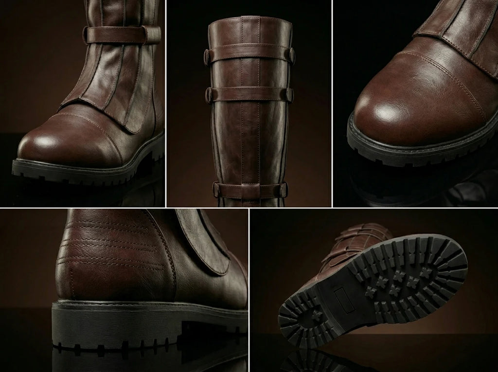 Shaft detail on handmade Anakin Skywalker cosplay boots by NOIRTIDE