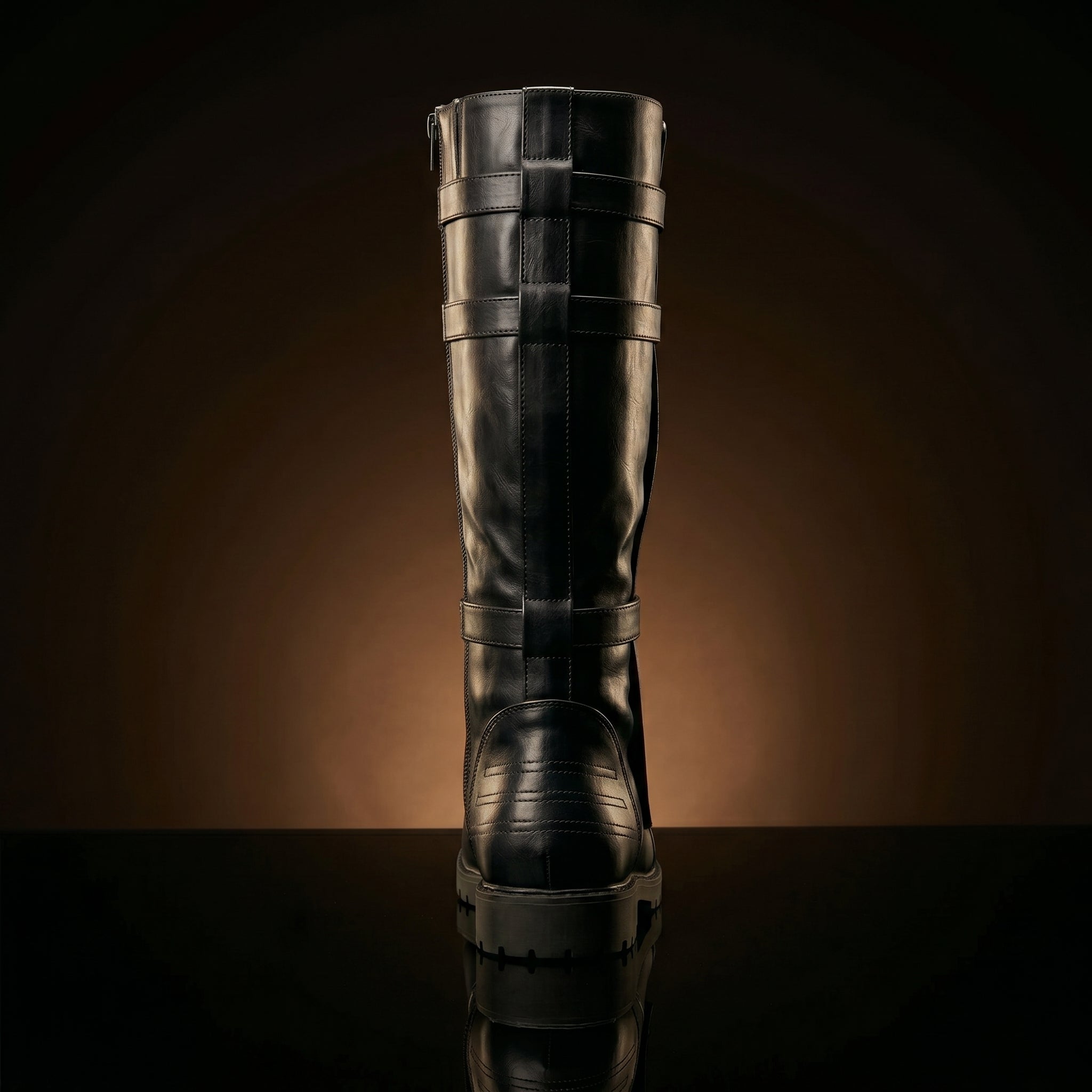Front view of NOIRTIDE custom Star Wars Anakin Skywalker boots black