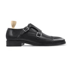 noirtide Bespoke Black Leather Monkstrap Men Shoes