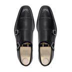 noirtide Bespoke Black Leather Monkstrap Men Shoes