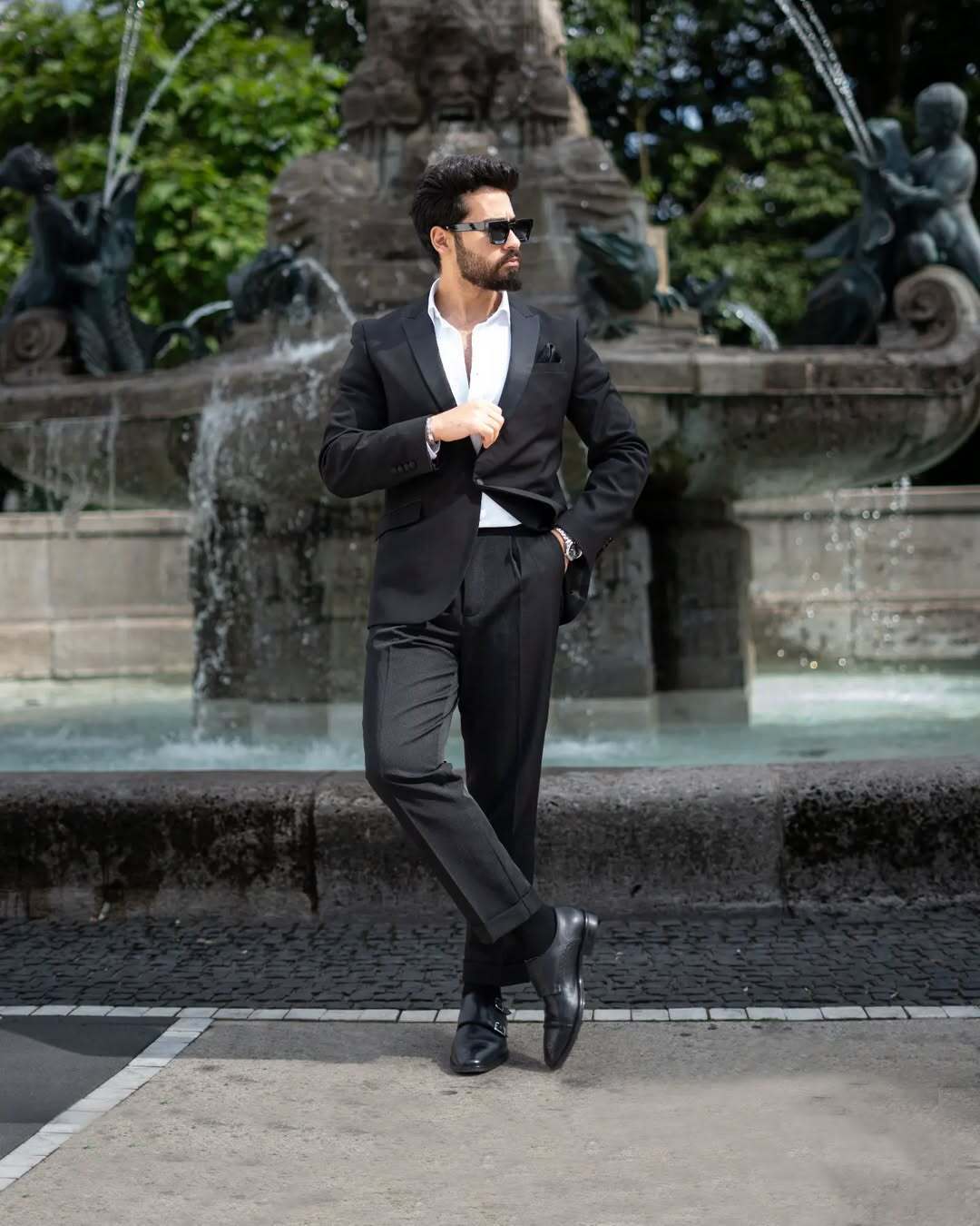 noirtide Bespoke Black Leather Monkstrap Men Shoes