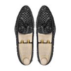 Noirtide Bespoke Black Woven Tessel Loafers For Men