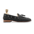 Noirtide Bespoke Black Woven Tessel Loafers For Men