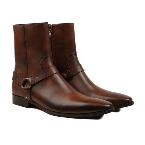 noirtide Bespoke Brown Patin Leather Men Jodhpur Boots