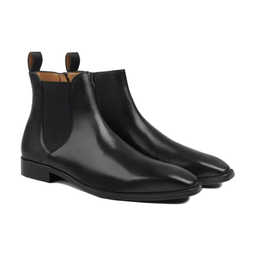 noirtide Bespoke Calf Leather Black Chelsea Boots For Men