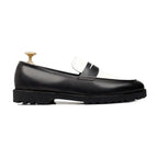 Noirtide Bespoke Men's Black and White Calf Leather Loafer